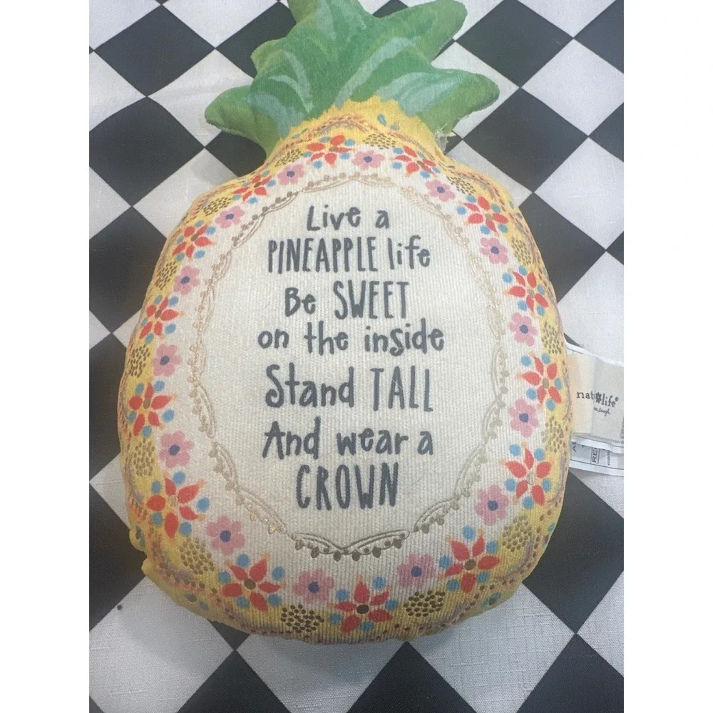 Natural Life Pineapple Inspirational Pillow Live Be Sweet Stand Tall Crown
